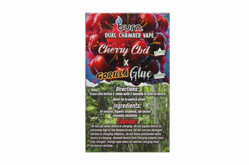 Burn Dual 6g Vape - Cherry CBD + Gorila Glue - Image 2