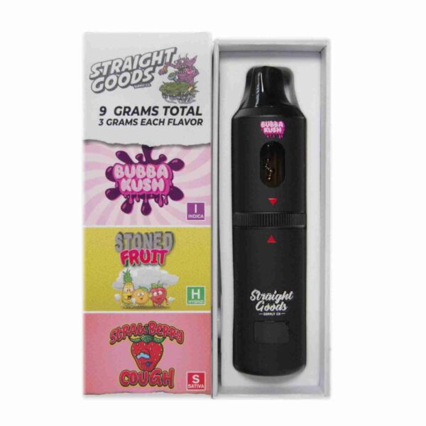 Straight Goods 9g Triple Chamber Vape - Bubba Kush + Strawberry Cough + Stoned Fruit