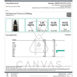 Alternative view of UAYA Tinctures 1500mg - CBD Full Spectrum