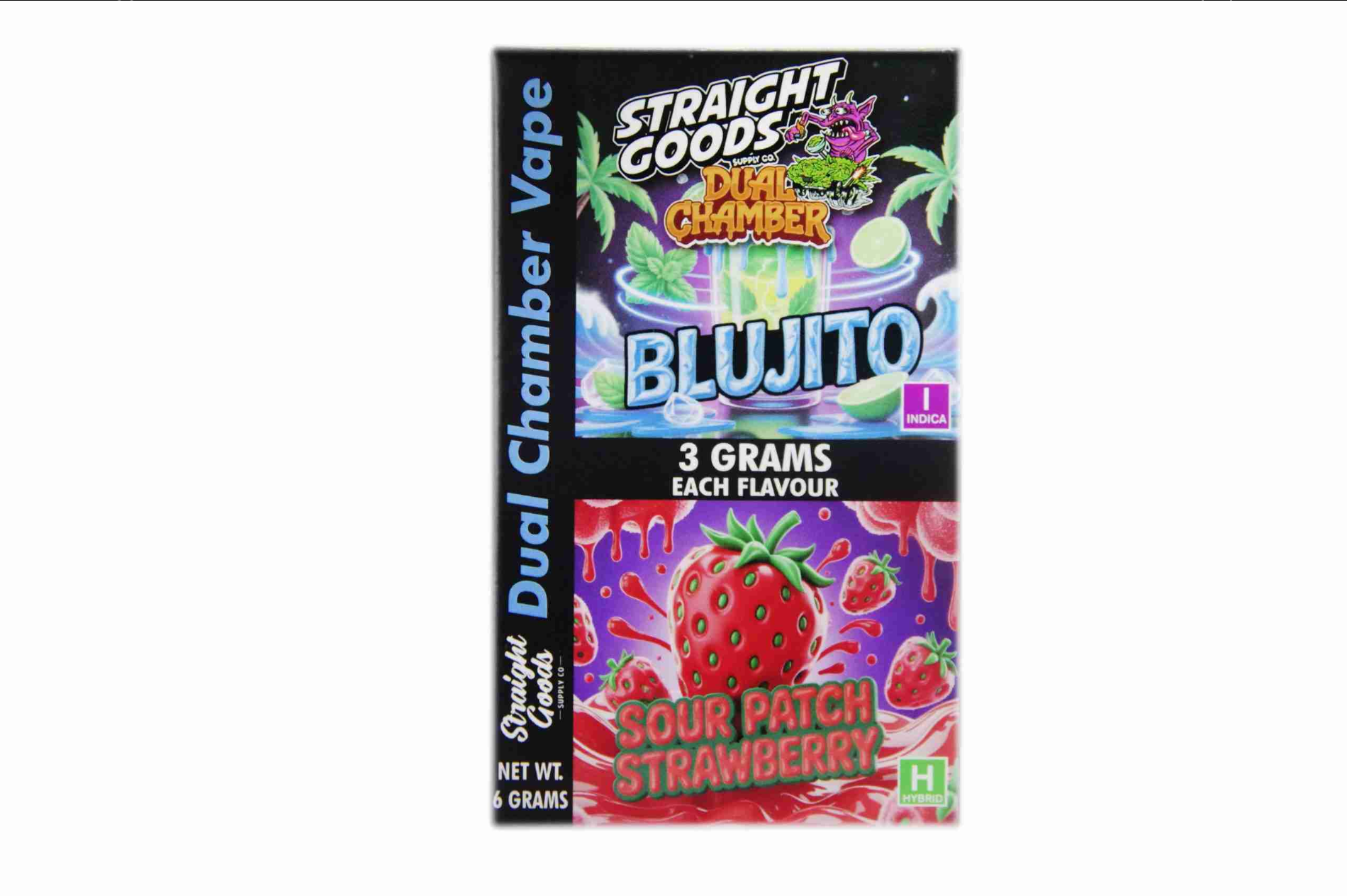 Straight Goods 6g Dual Chamber Vape – Blujito + Sour Patch Strawberry