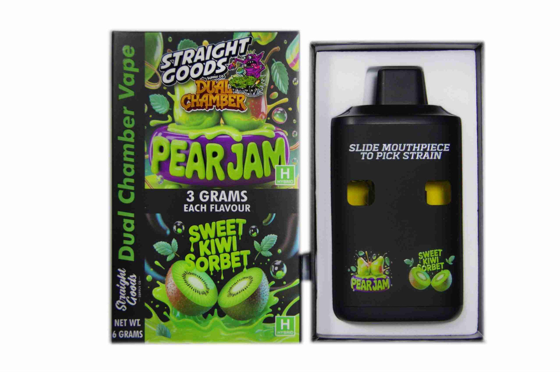 Straight Goods 6g Dual Chamber Vape – Pear Jam + Sweet Kiwi Sorbet - Image 2