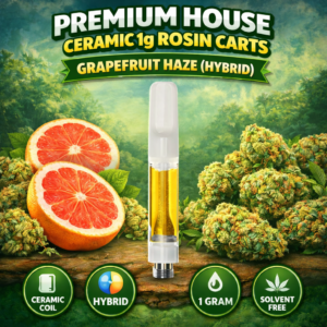 Premium House Ceramic 1g Rosin Carts - Grapefruit Haze (Hybrid)