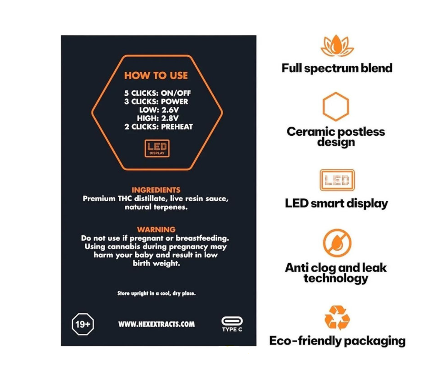 Hex Extracts Live Resin 2g Vape - Strawberry Jack (Sativa) - Image 2