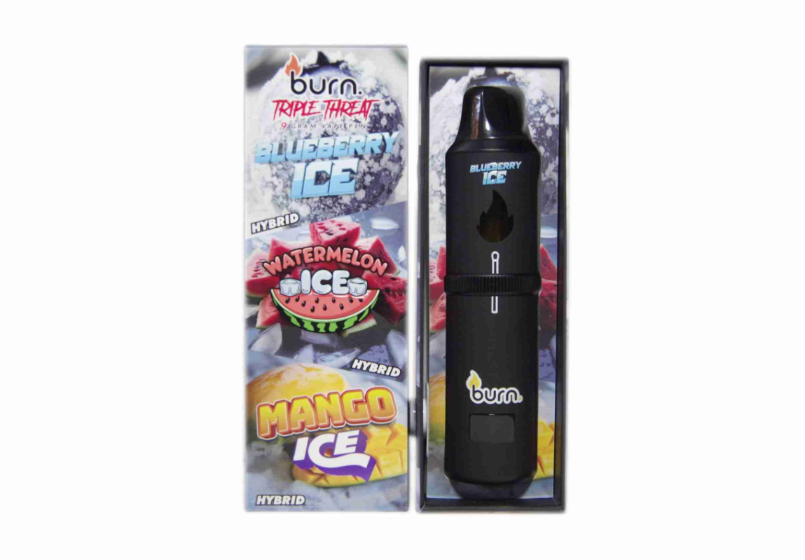 Burn Triple Threat Vape (9g) - Blueberry Ice + Watermelon Ice + Mango Ice