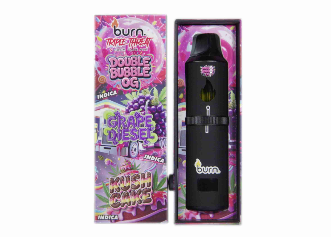 Burn Triple Threat Vape (9g) - Double Bubble OG + Grape Diesel + Kush Cake